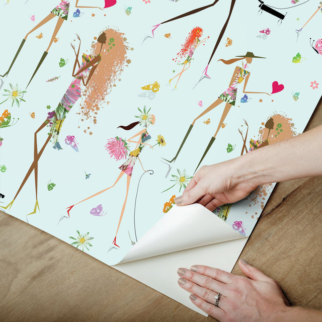 Fun Chic Blue Peel & Stick Wallpaper