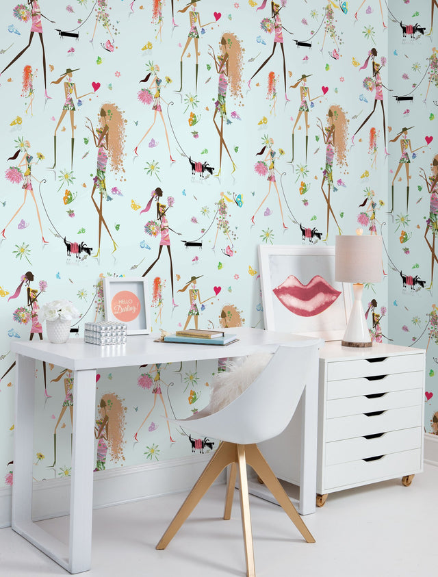 Fun Chic Blue Peel & Stick Wallpaper
