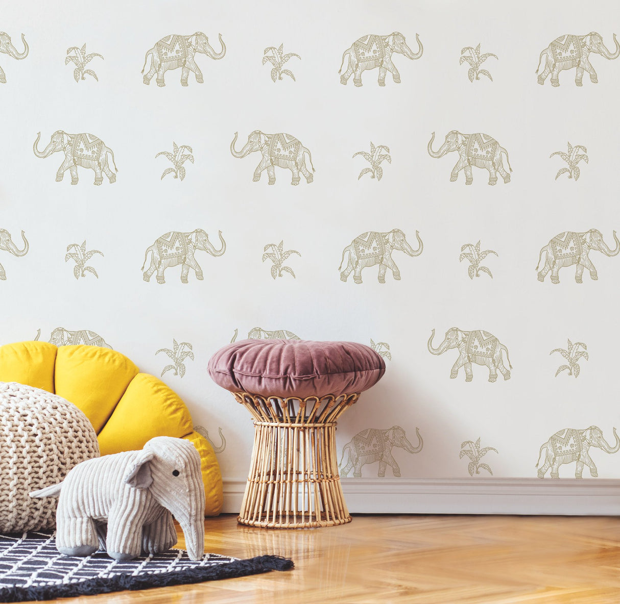 Elephant Walk White Peel & Stick Wallpaper