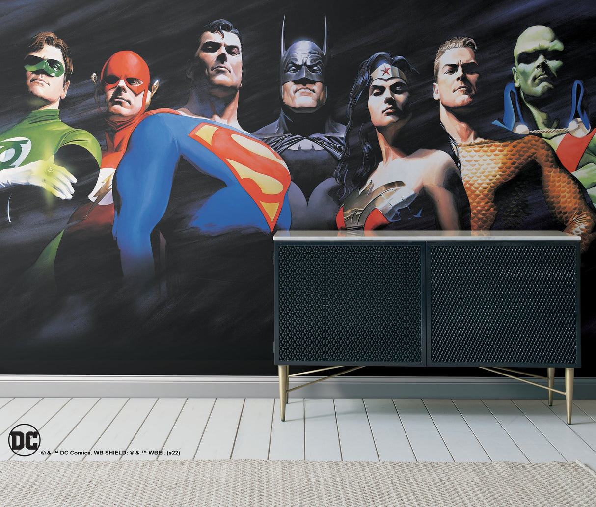 Alex Ross Justice League Multicolor Peel & Stick Wall Mural with Whimsical Licensed Novelty Style - York RMK12269M