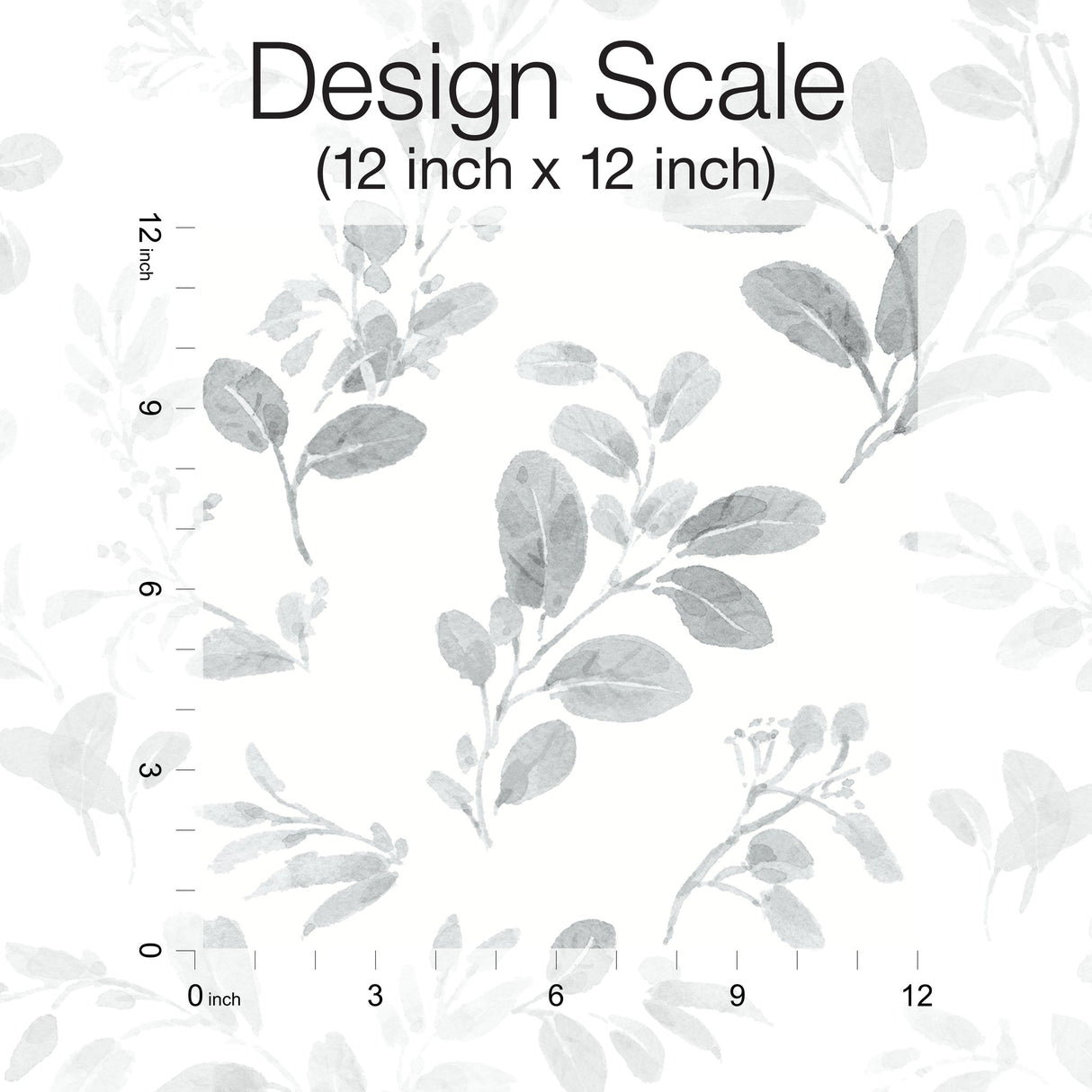 Dancing Leaves Grey Peel & Stick Wallpaper with Whimsical Botanical Flowers Pattern - York RMK12272PL