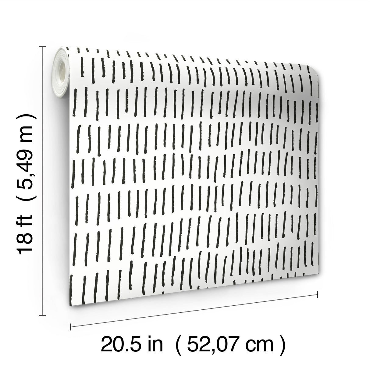 Tick Marks Black Peel & Stick Wallpaper with Geometric Abstract Motif - York RMK12275PL