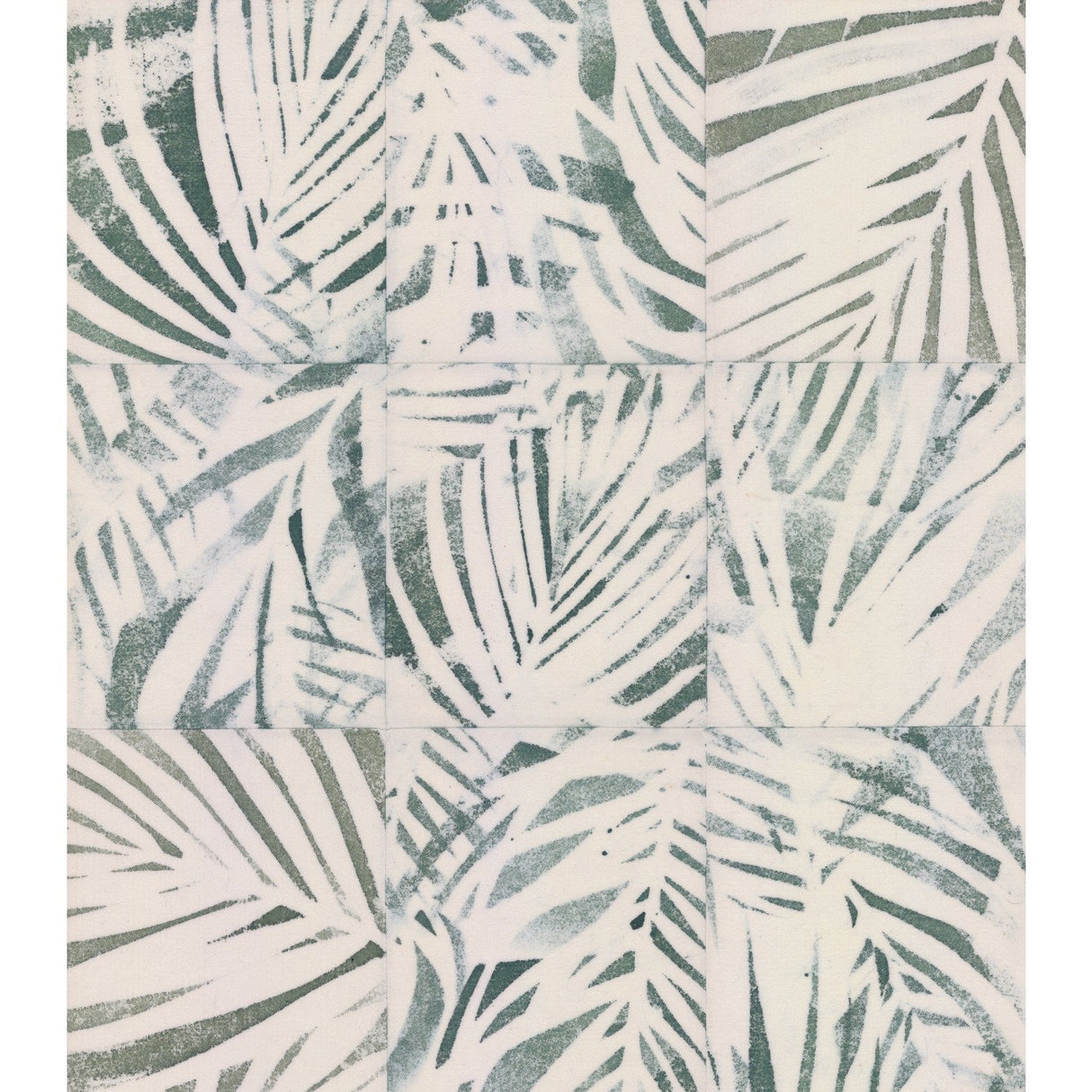 Cubism Palm Green Peel & Stick Wallpaper with Tropical Novelty Palm Tile Pattern - York RMK12312RL