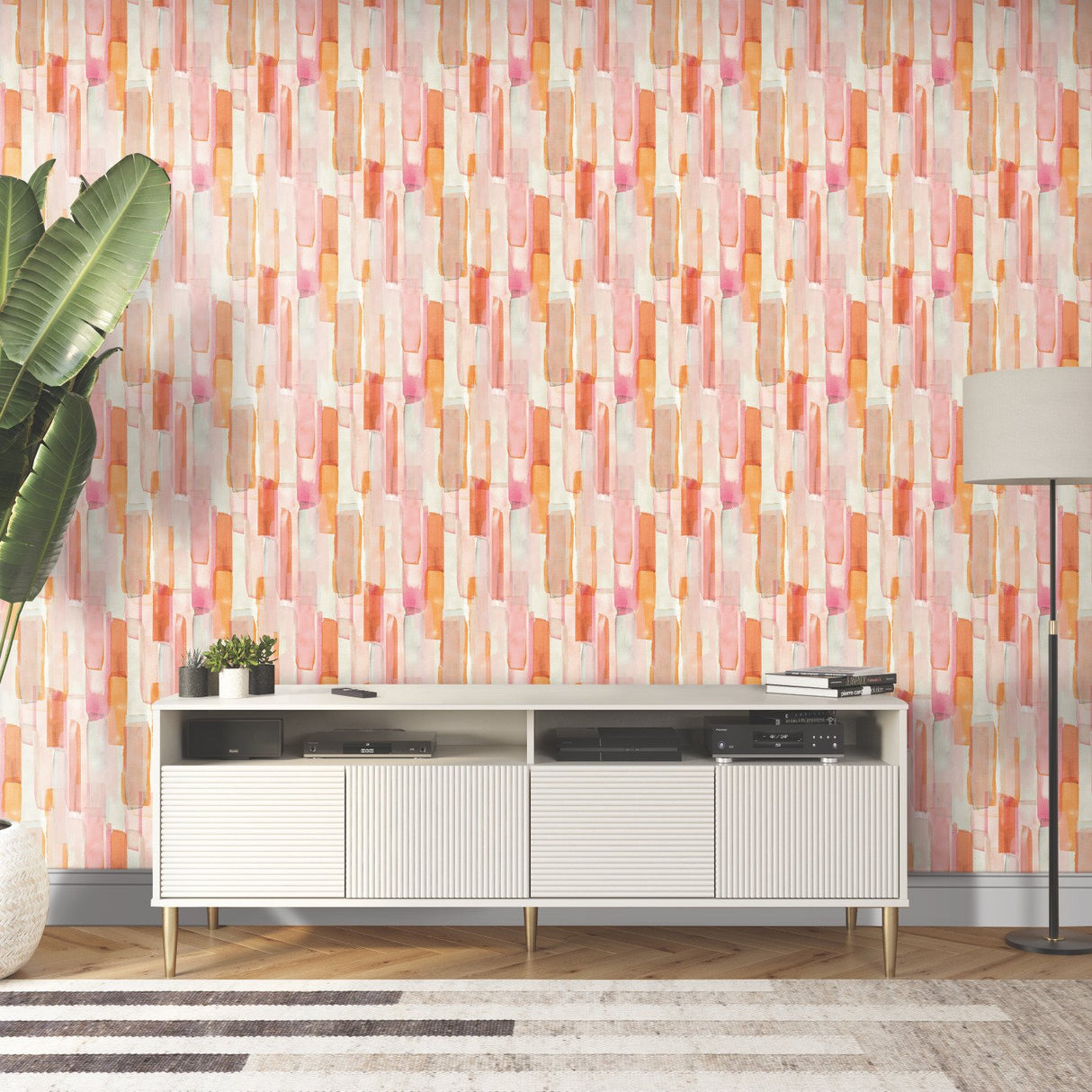Watercolor Glass Pink Peel & Stick Wallpaper with Abstract Novelty Pattern, Whimsical Style - York RMK12315RL