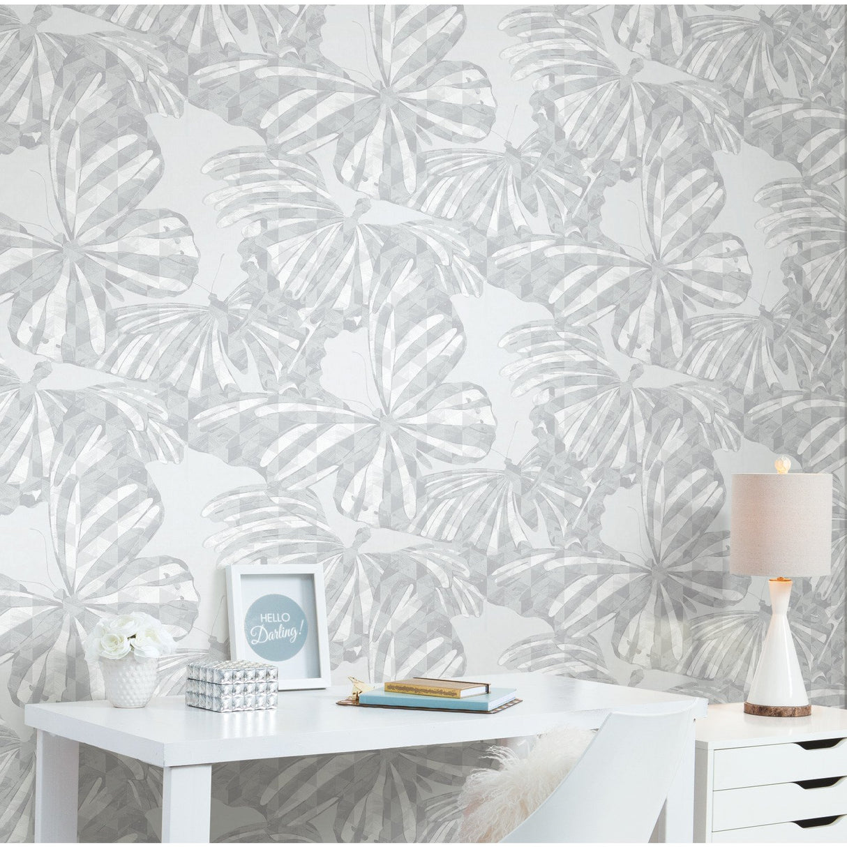 Butterfly Grey Peel & Stick Wallpaper
