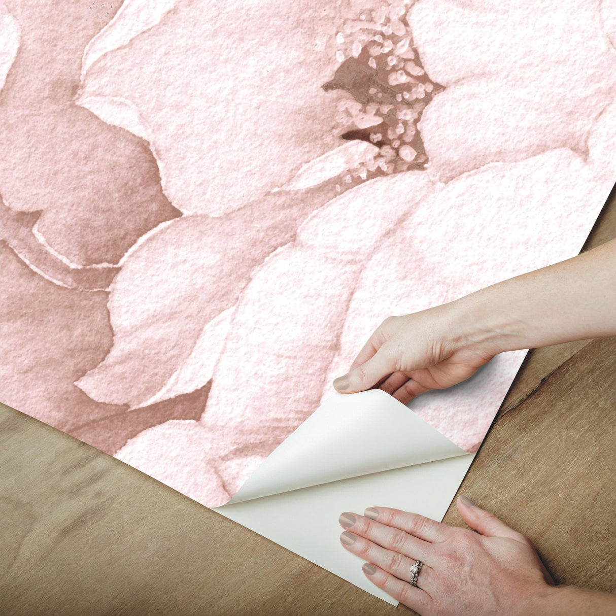 Watercolor Floral Pink Peel & Stick Wall Mural with Whimsical Botanical Pattern - York RMK12323M