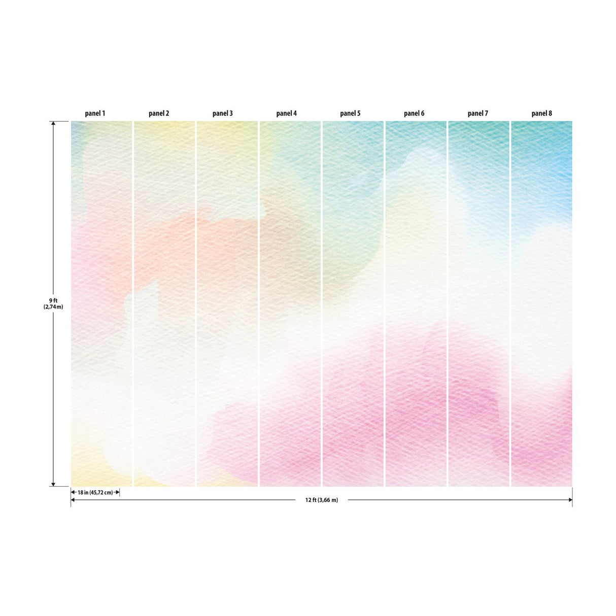 Watercolor Pink Peel & Stick Wall Mural with Abstract Whimsical Pattern - York RMK12325M