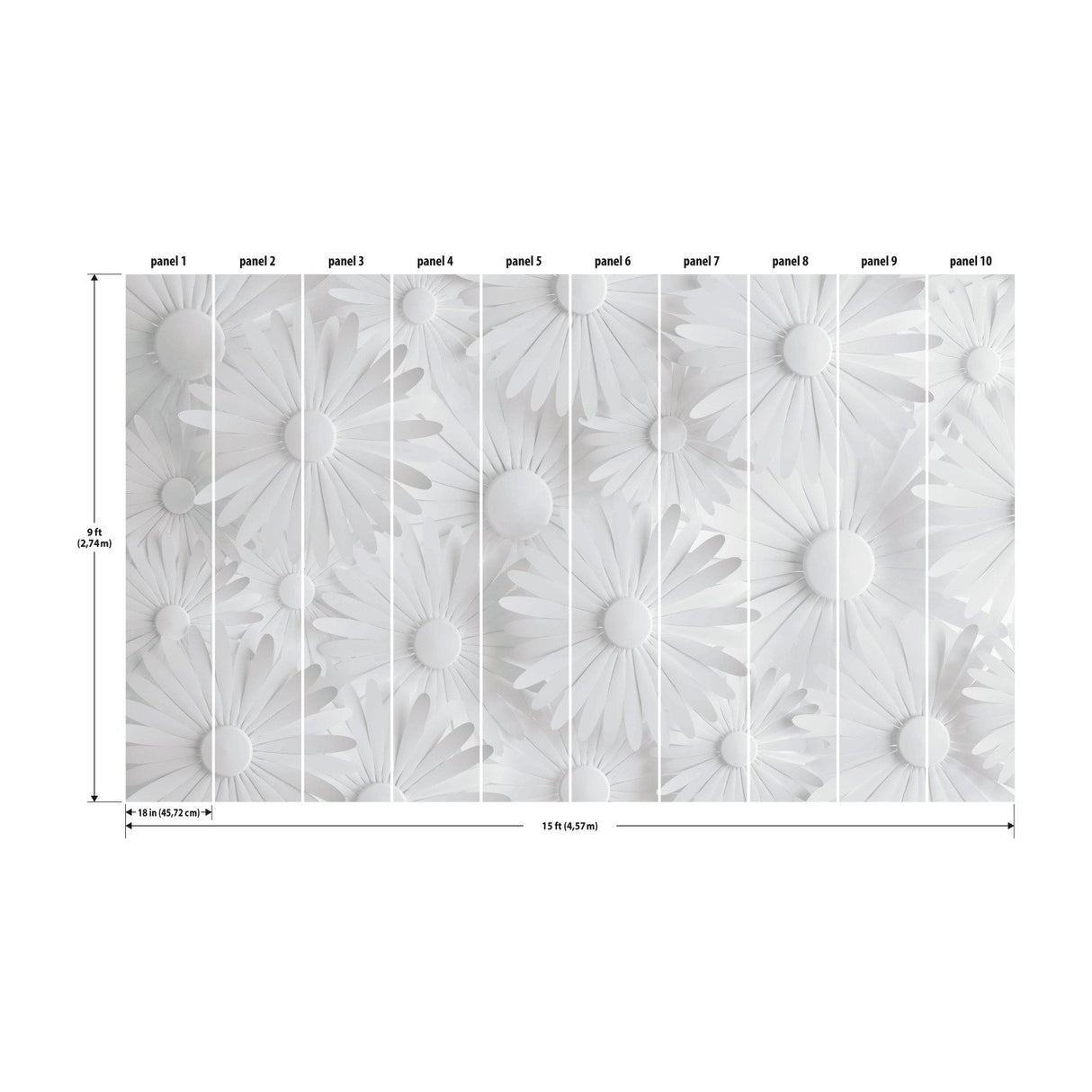 Modern Daisy Grey Peel & Stick Wall Mural
