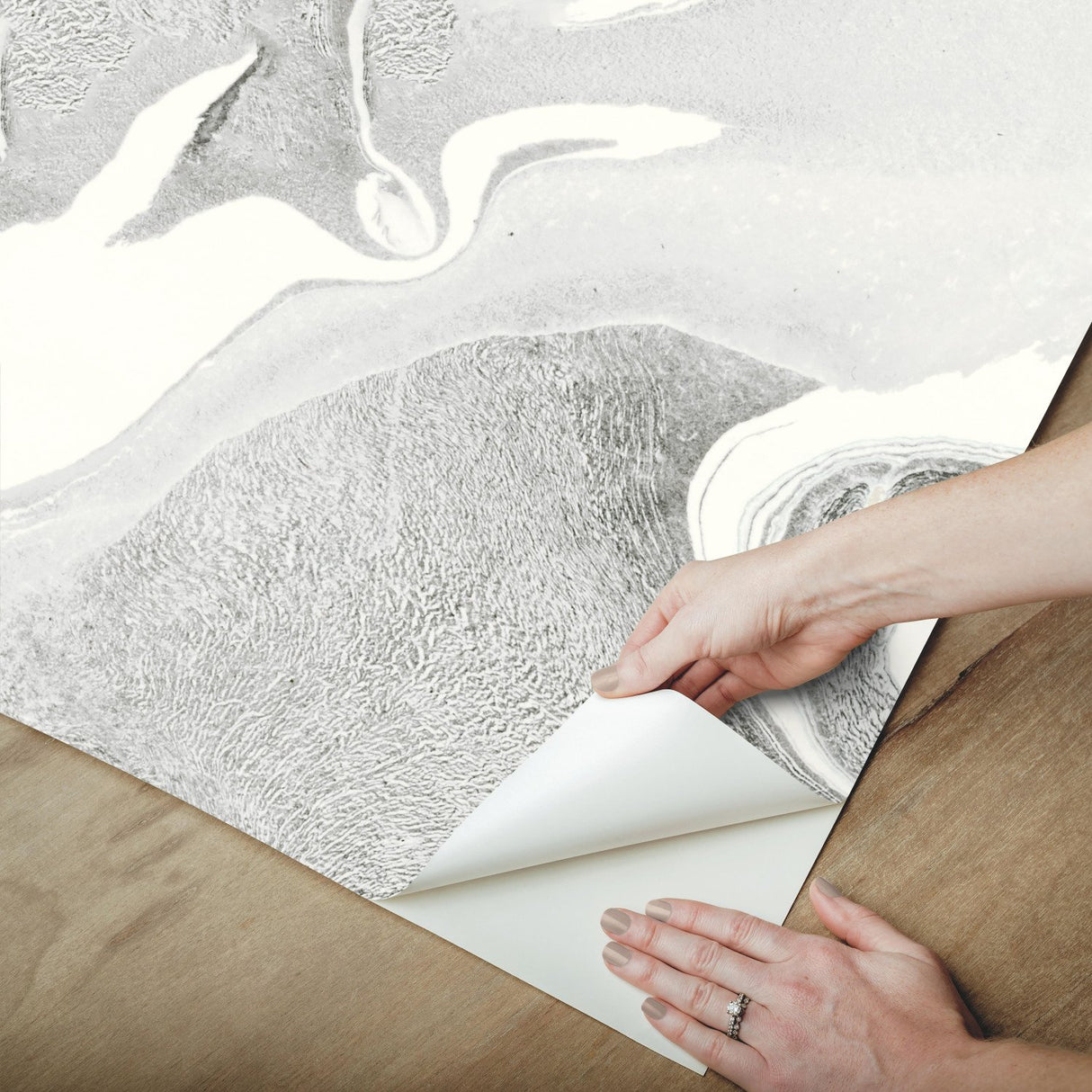 Acrylic Pour Walllpaper Grey Peel & Stick Wall Mural