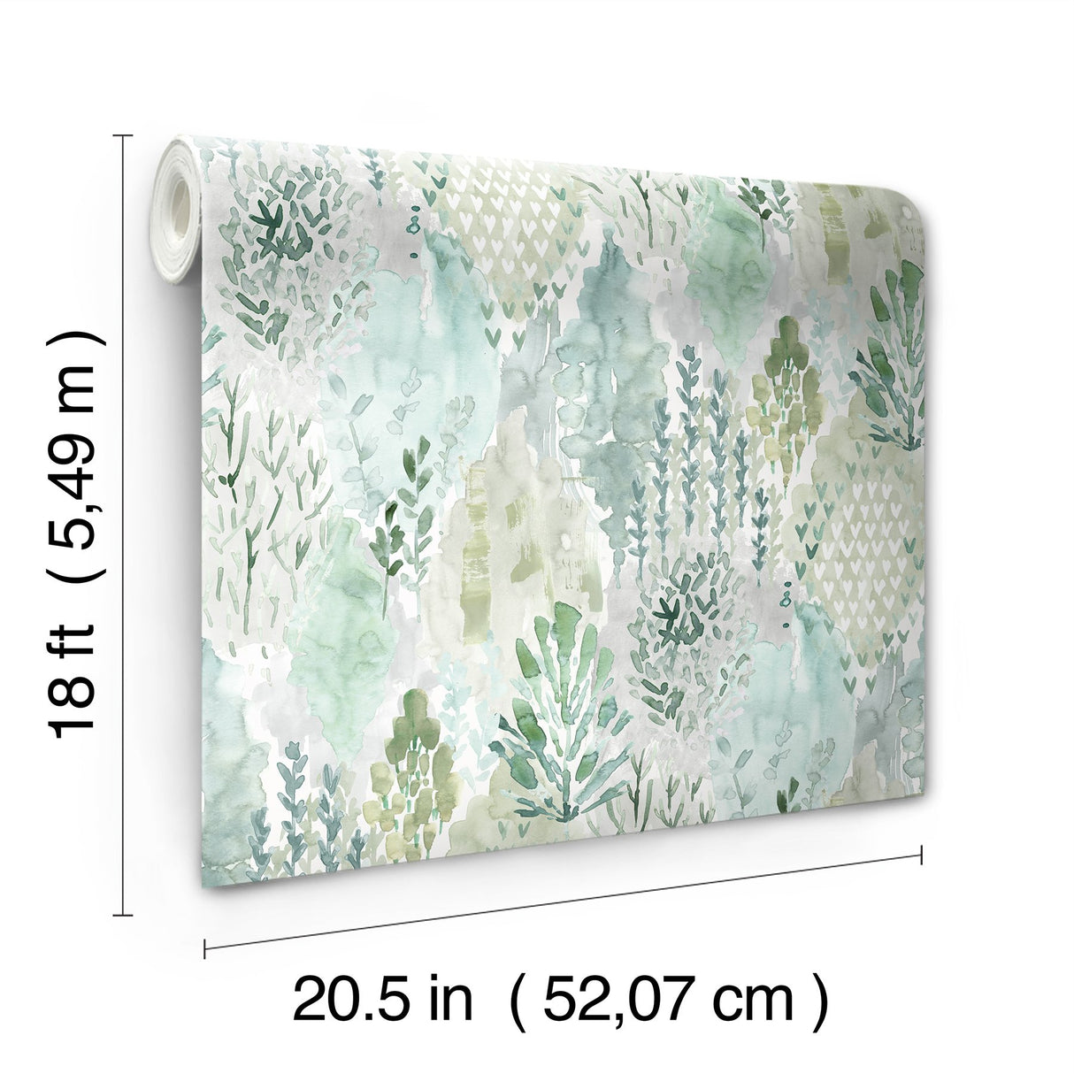 Watercolor Tree Mosaic Green Peel & Stick Wallpaper with Whimsical Ikat Abstract Pattern - York RMK12329PLW