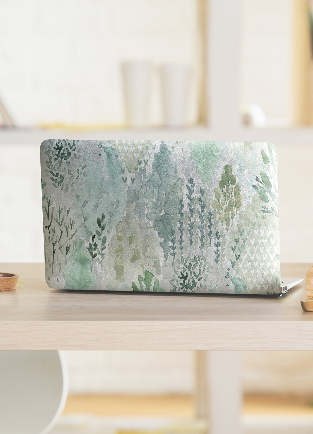 Watercolor Tree Mosaic Green Peel & Stick Wallpaper with Whimsical Ikat Abstract Pattern - York RMK12329PLW