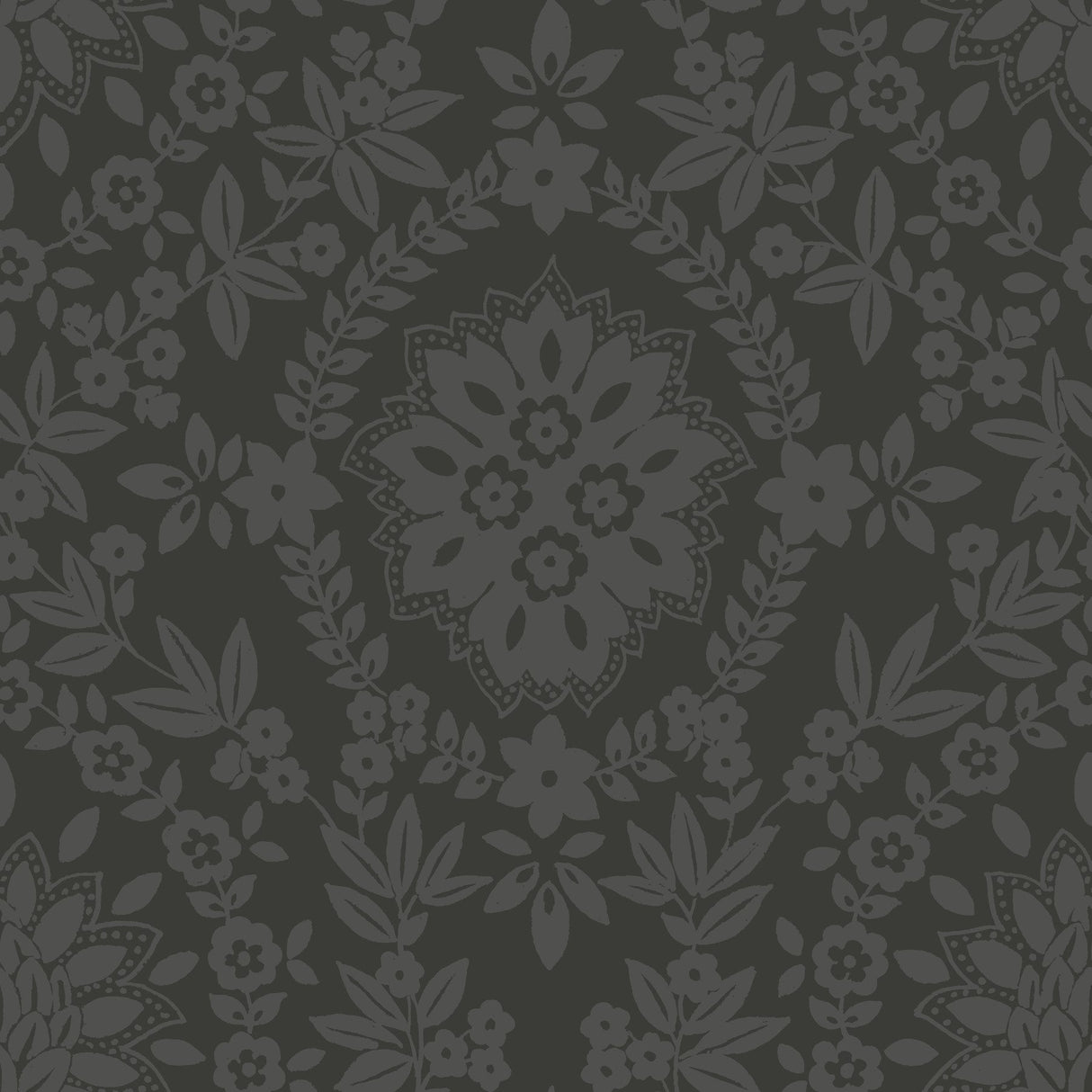 Boho Baroque Damask Grey Peel & Stick Wallpaper with Abstract Damask Pattern - York RMK12334PL