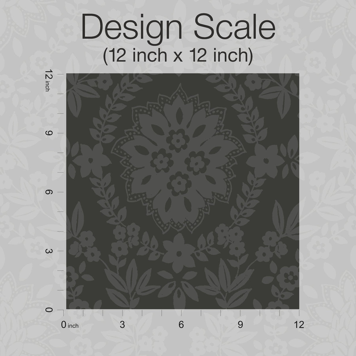 Boho Baroque Damask Grey Peel & Stick Wallpaper with Abstract Damask Pattern - York RMK12334PL