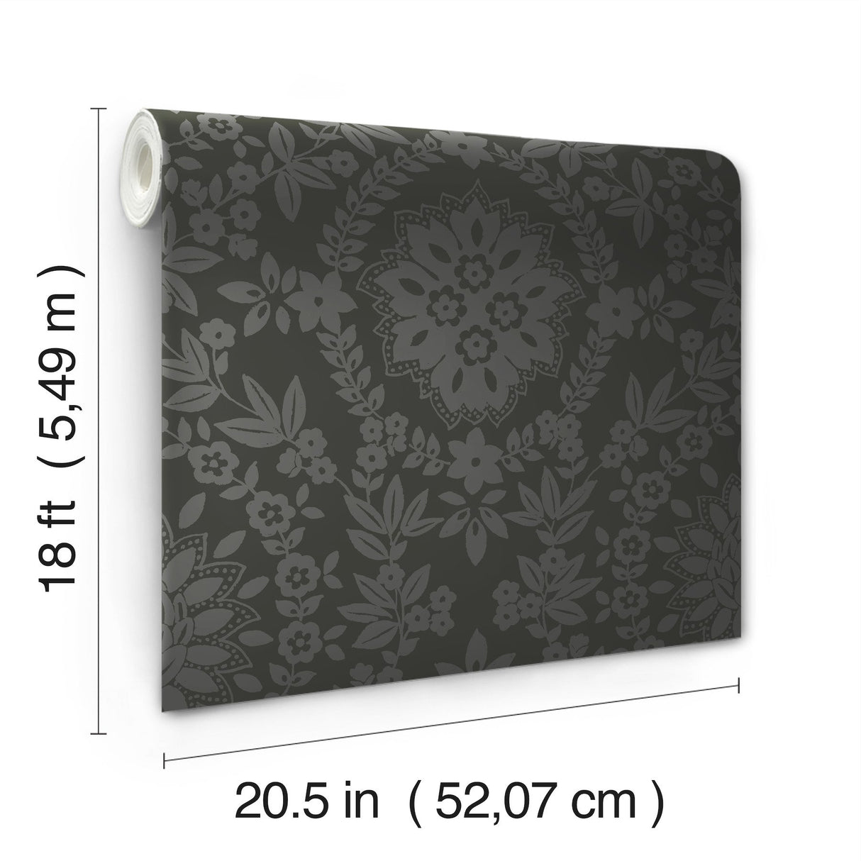 Boho Baroque Damask Grey Peel & Stick Wallpaper with Abstract Damask Pattern - York RMK12334PL