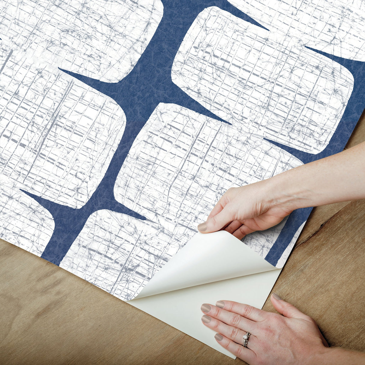 Mid-Century Beads Blue Peel & Stick Wallpaper with Geometric Abstract Motif - York RMK12346PL