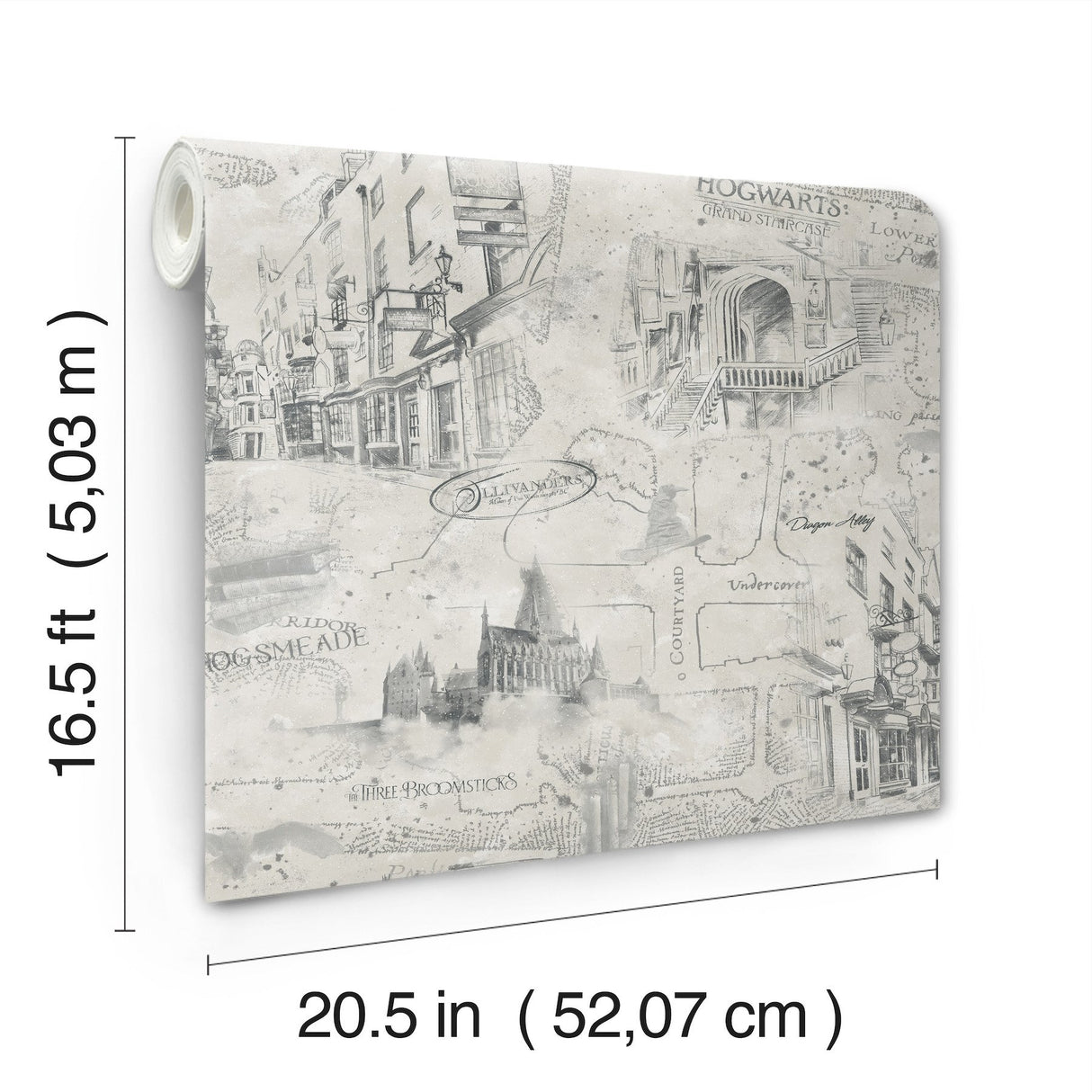 Harry Potter Map Taupe Peel & Stick Wallpaper with Whimsical Novelty Pattern - York RMK12354PL