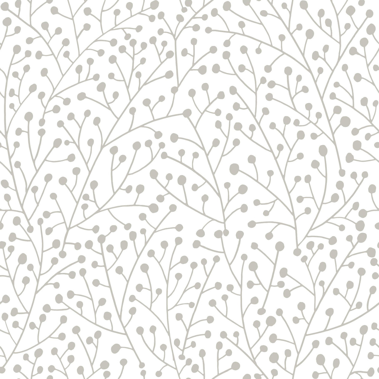 Cat Coquillette Berry Branches Taupe Peel & Stick Wallpaper with Metallic Nature Motif - York RMK12368PL