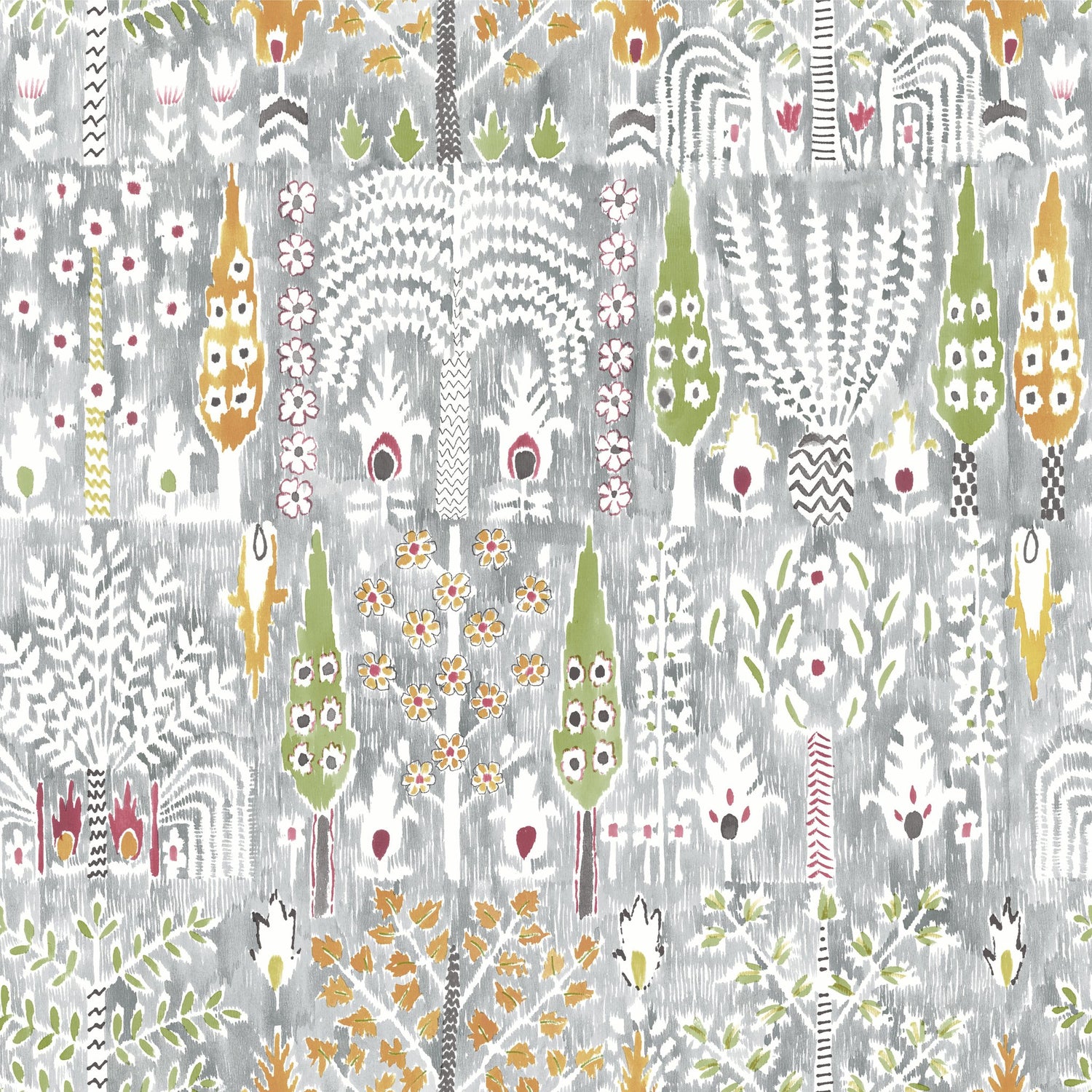 Persian Ikat Grey Peel & Stick Wallpaper with Abstract Ikat Motif - York RMK12370PL