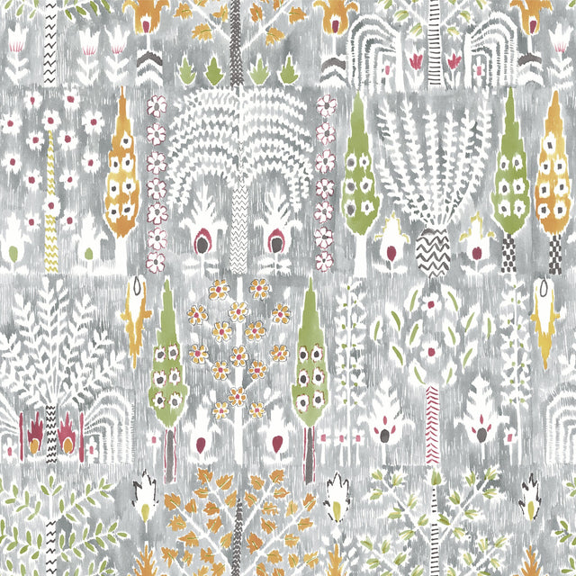 Persian Ikat Grey Peel & Stick Wallpaper with Abstract Ikat Motif - York RMK12370PL