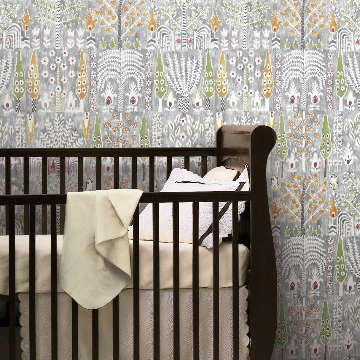 Persian Ikat Grey Peel & Stick Wallpaper with Abstract Ikat Motif - York RMK12370PL
