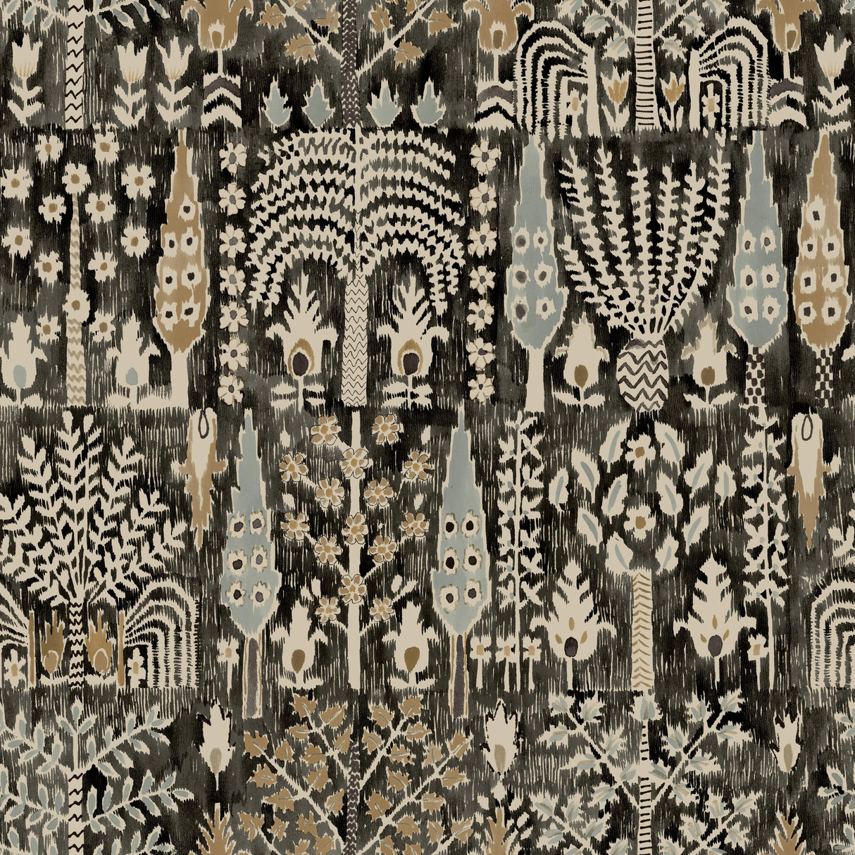 Persian Ikat Black Peel & Stick Wallpaper with Abstract Ikat Pattern, Modern Style - York RMK12371PL