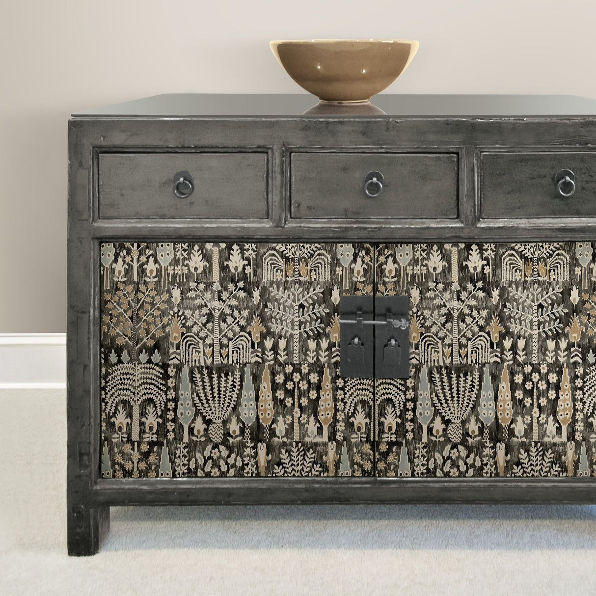 Persian Ikat Black Peel & Stick Wallpaper with Abstract Ikat Pattern, Modern Style - York RMK12371PL SAMPLE