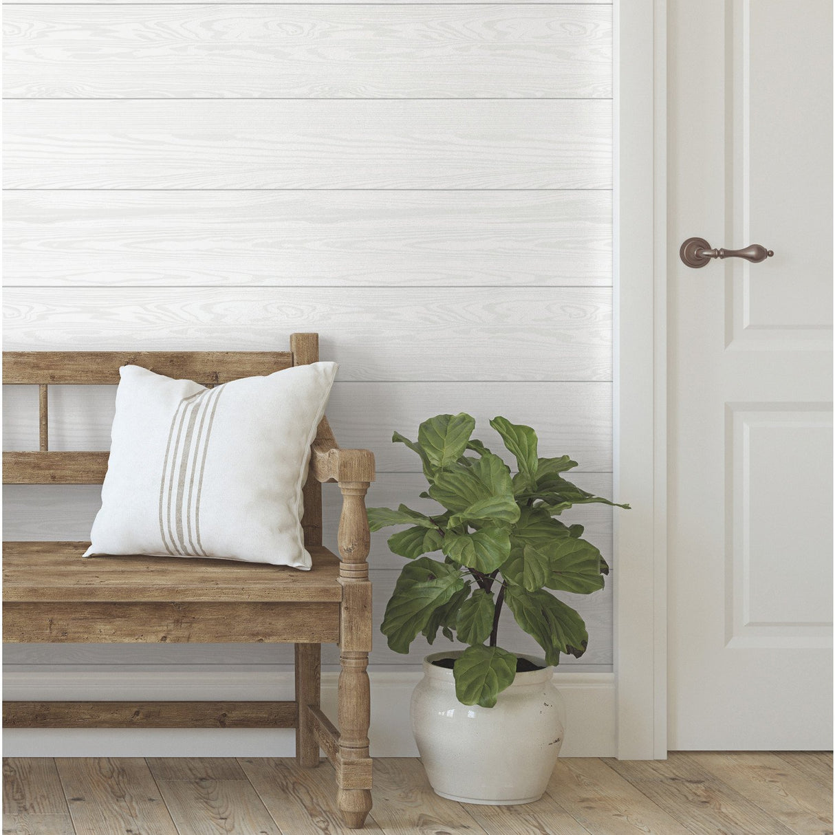 Raised Shiplap Grey Peel & Stick Wallpaper with Raised Ink Texture - York RMK12386PL