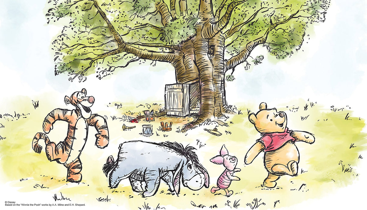 Disneys Winnie the Pooh Watercolor Multicolor Peel & Stick Wall Mural with Kids Licensed Novelty Style - York RMK12391M