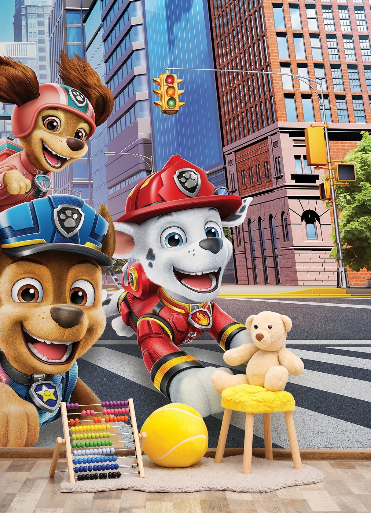Paw Patrol The Movie Multicolor Peel & Stick Wall Mural with Kids Licensed Novelty Style - York RMK12434M
