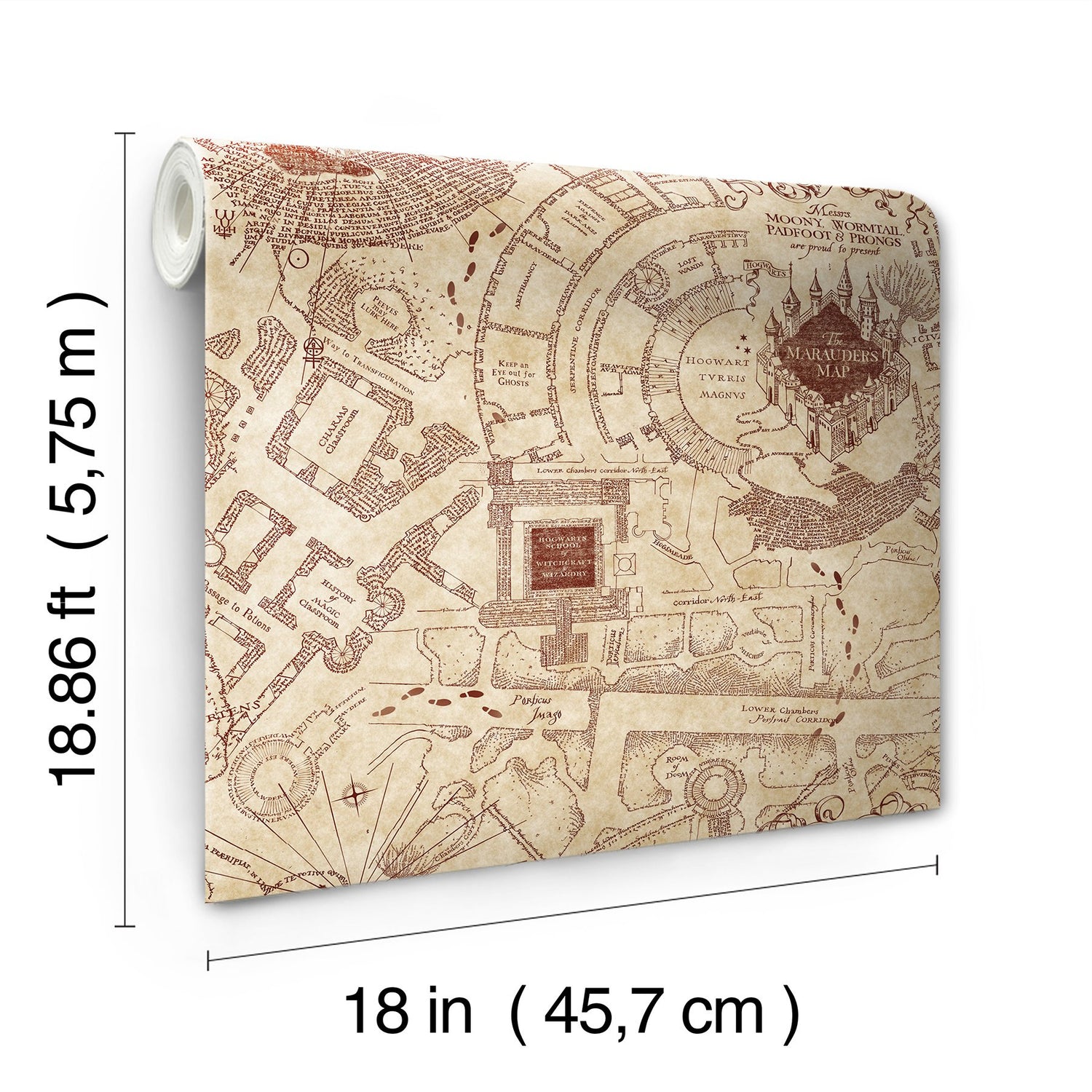 Harry Potter Marauder's Map Sepia Peel & Stick Wallpaper with Vintage Map Motif - York RMK12435RL