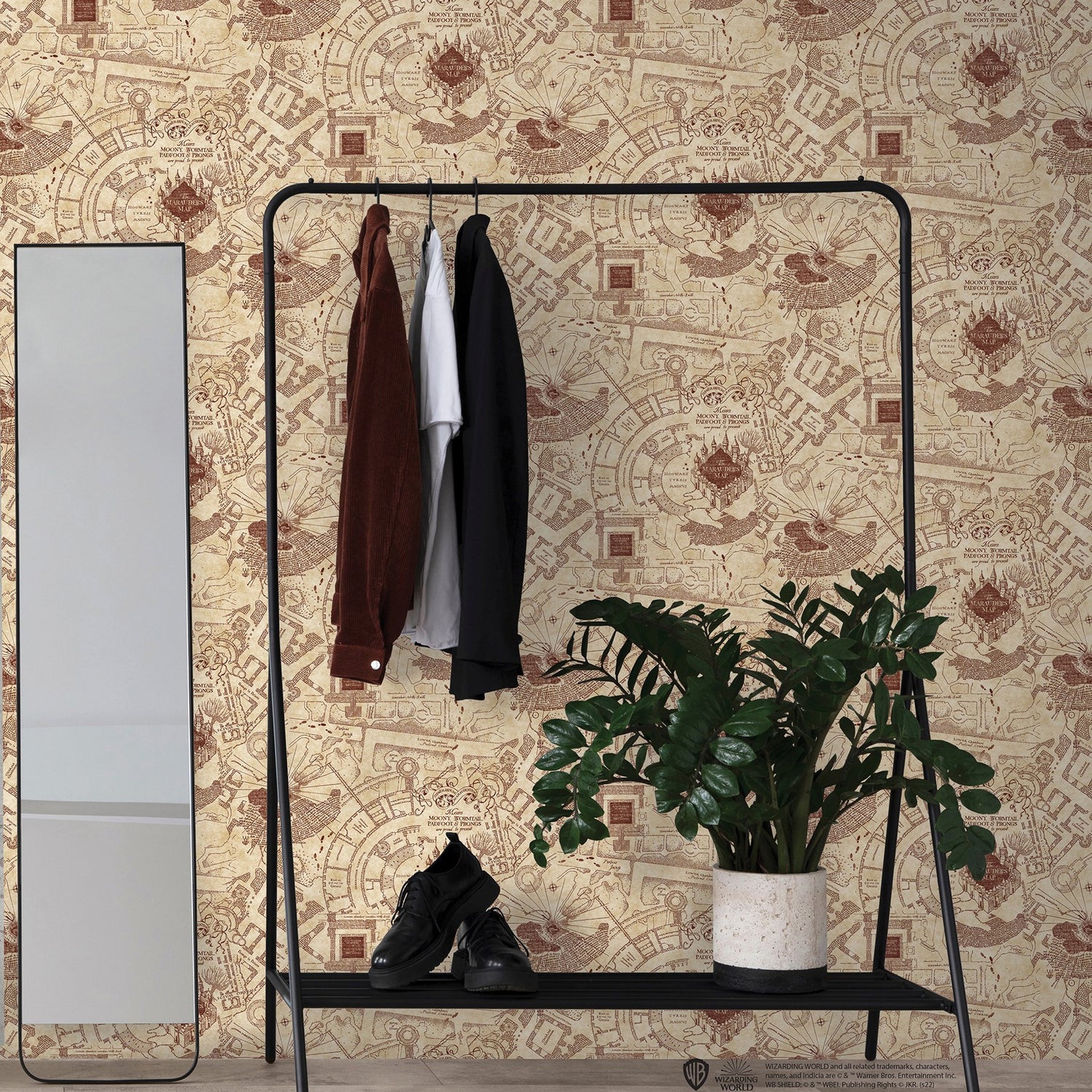 Harry Potter Marauder's Map Sepia Peel & Stick Wallpaper with Vintage Map Motif - York RMK12435RL