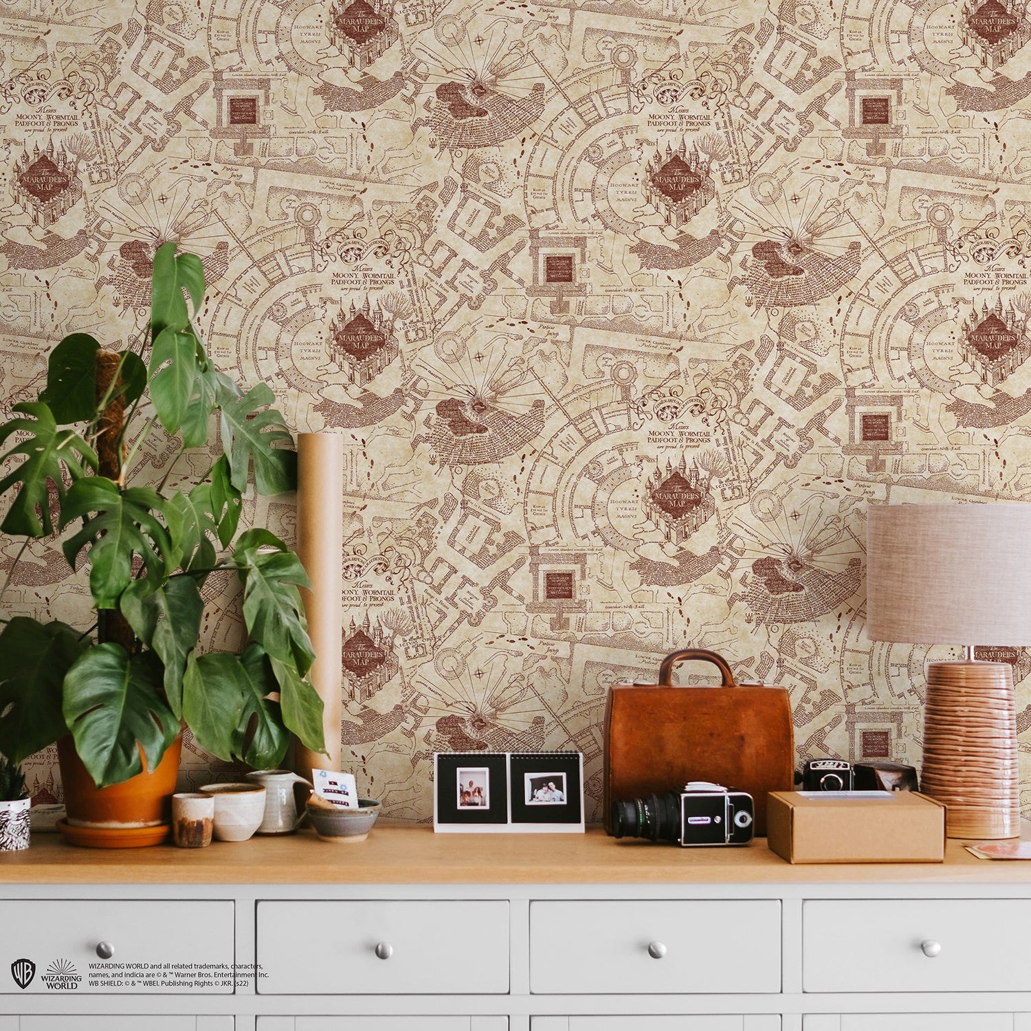 Harry Potter Marauder's Map Sepia Peel & Stick Wallpaper with Vintage Map Motif - York RMK12435RL