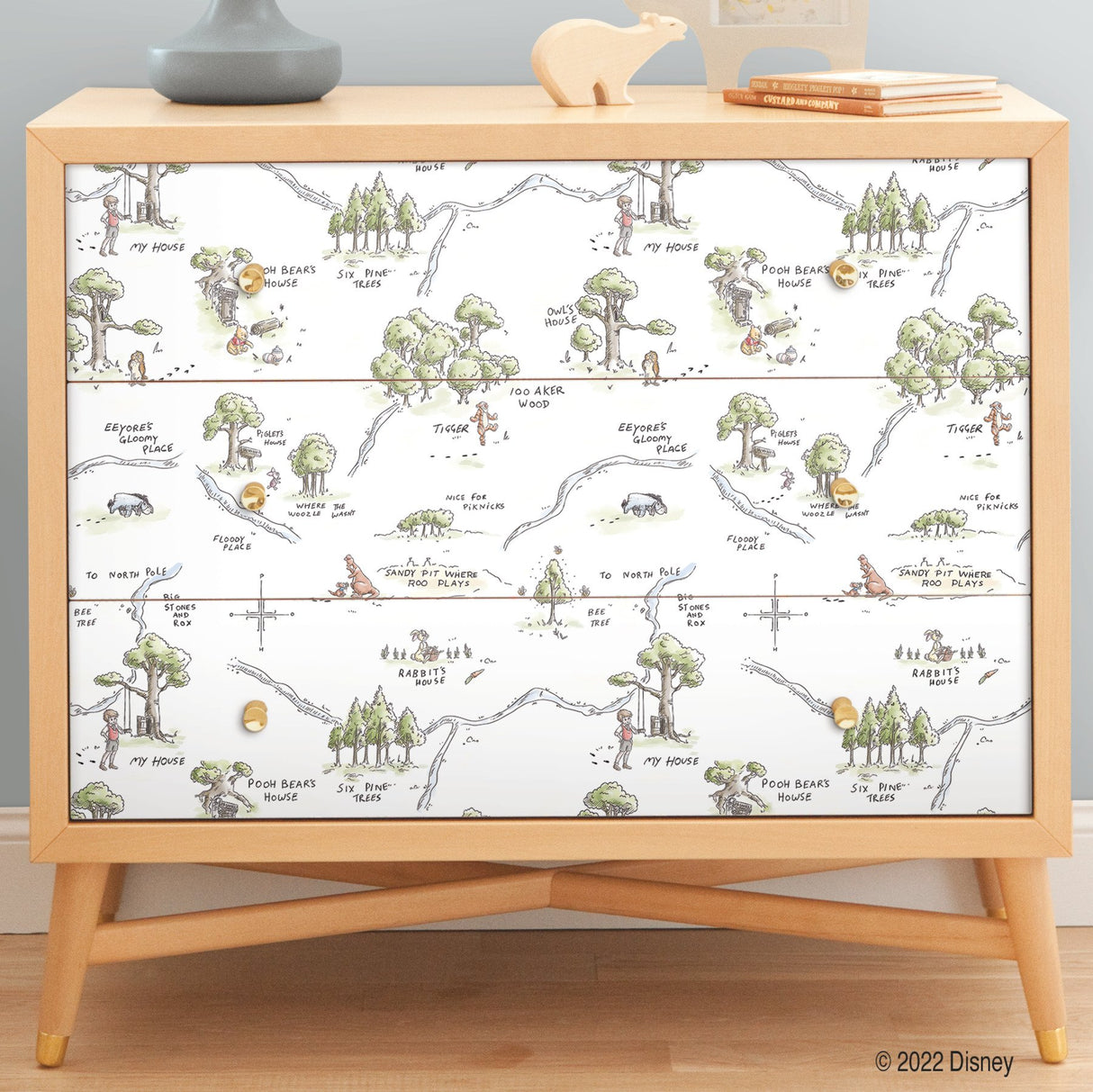 Winnie The Pooh 100 Acre Wood Map Multicolor Peel & Stick Wallpaper with Licensed Disney Map Motif - York RMK12440RL