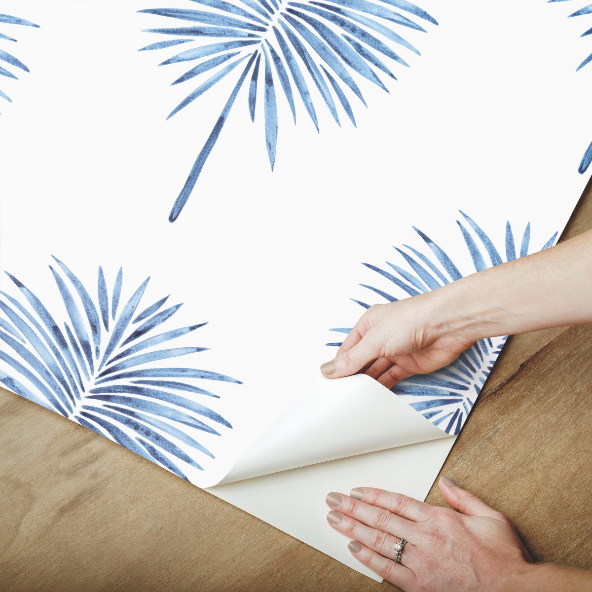 Cat Coquillette Fun Fronds Blue Peel & Stick Tropical Trees Wallpaper - York RMK12511RL