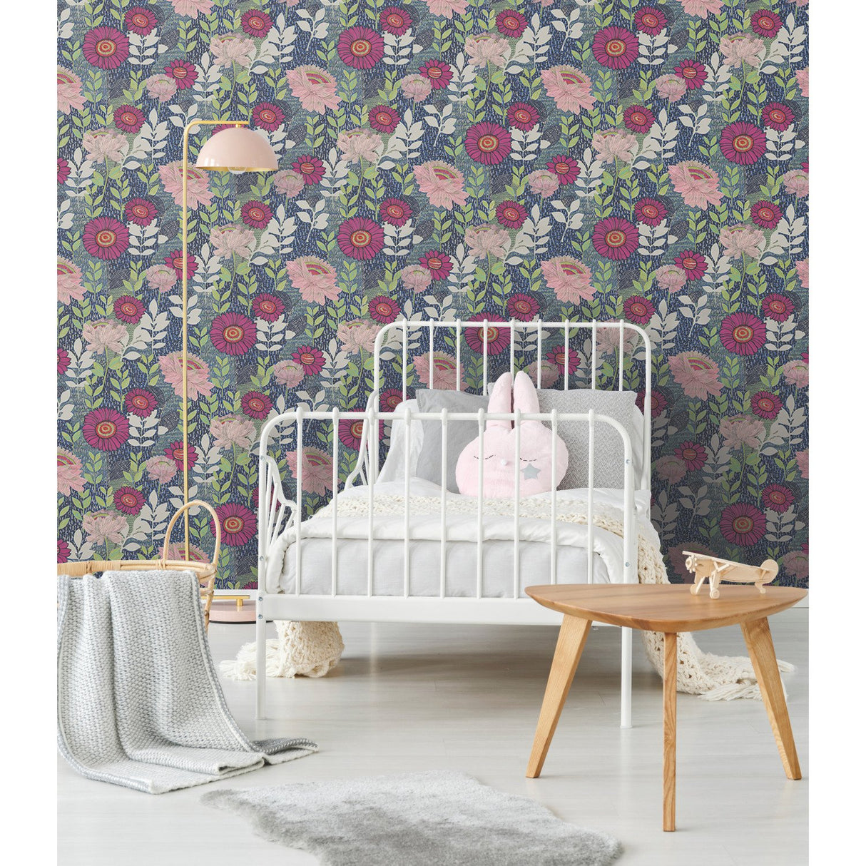 Botanical Garden Blue Peel & Stick Wallpaper with Modern Botanical Floral Pattern - York RMK12513RL