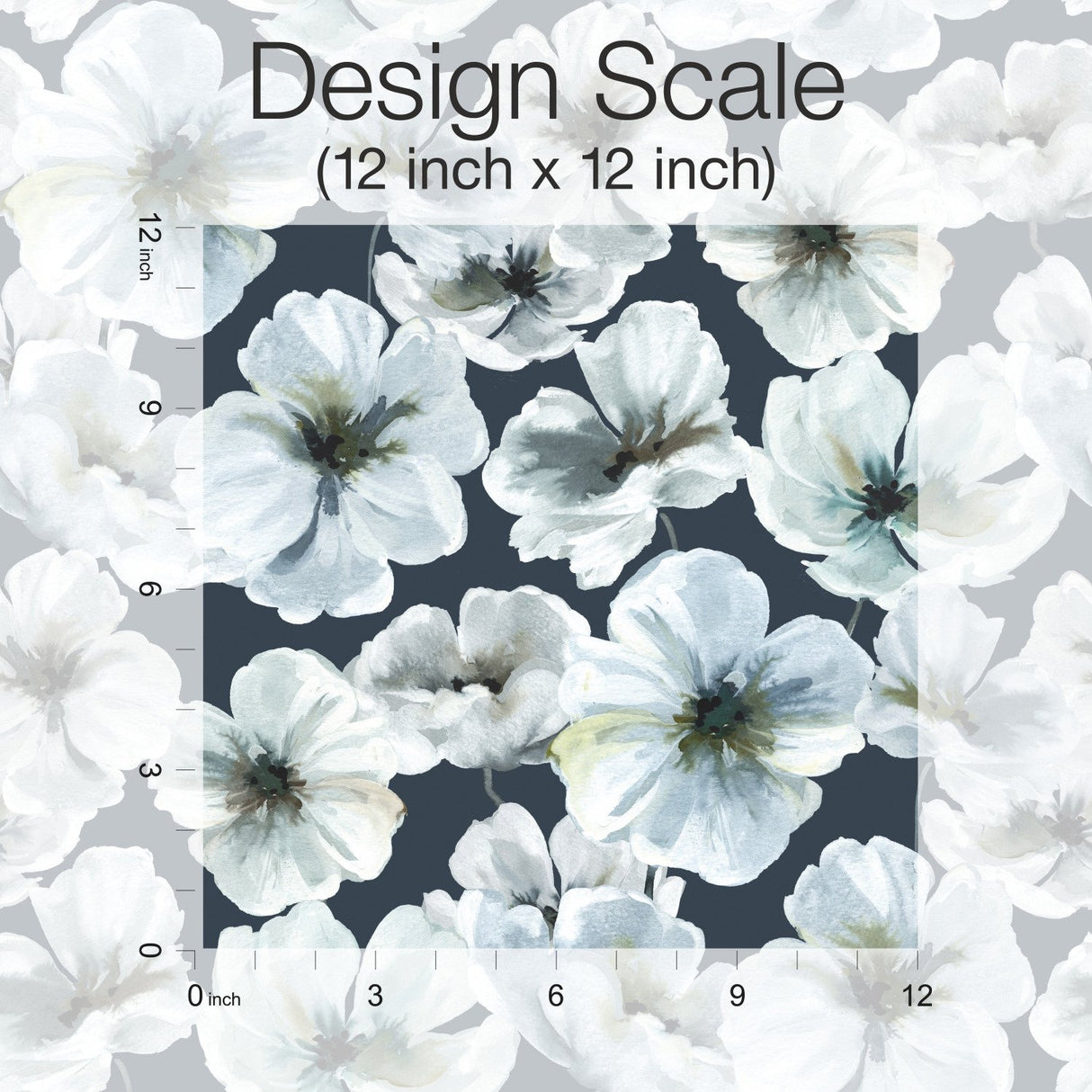 Hawthorn Blossom Navy Peel & Stick Wallpaper with Modern Botanical Floral Pattern - York RMK12516RL