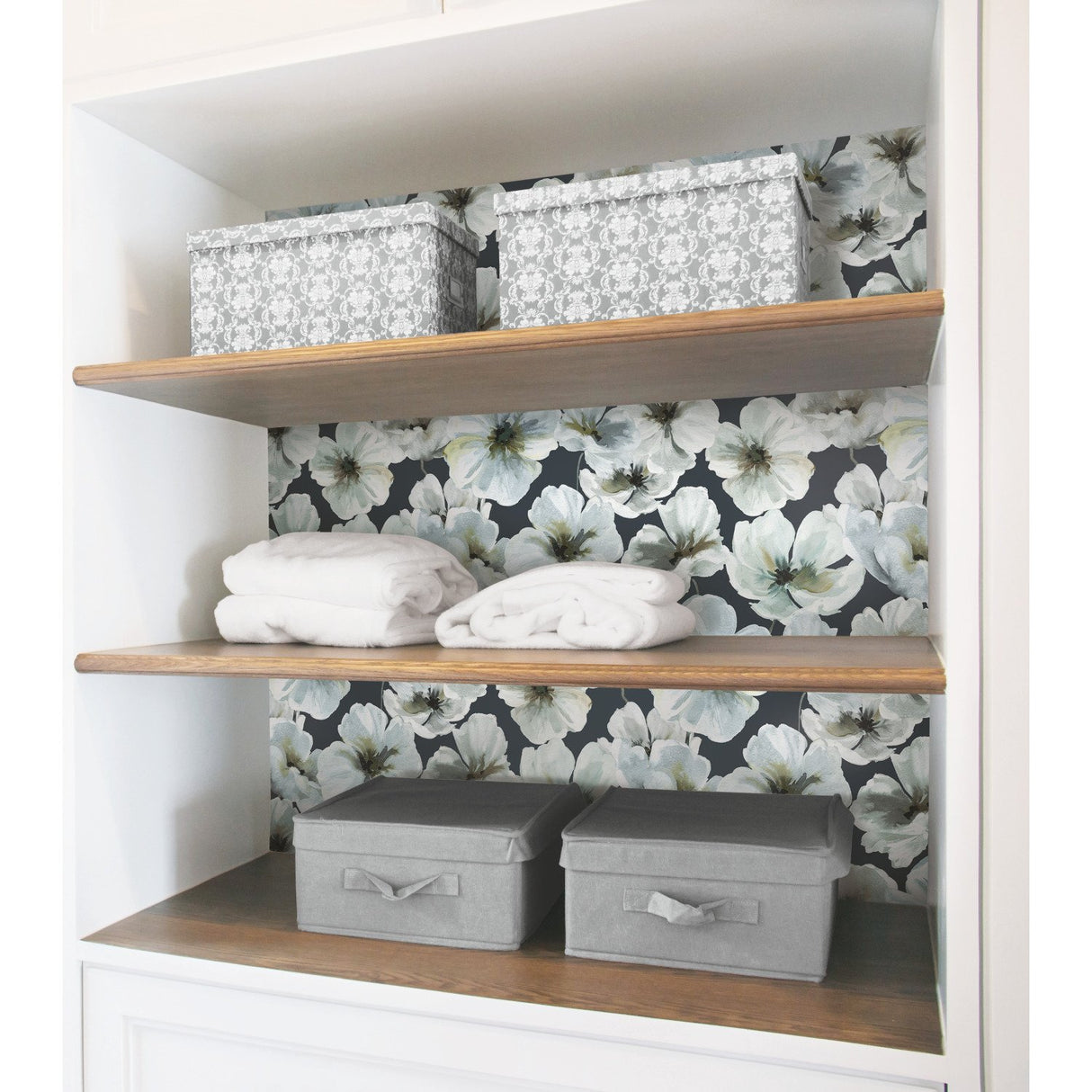 Hawthorn Blossom Navy Peel & Stick Wallpaper with Modern Botanical Floral Pattern - York RMK12516RL