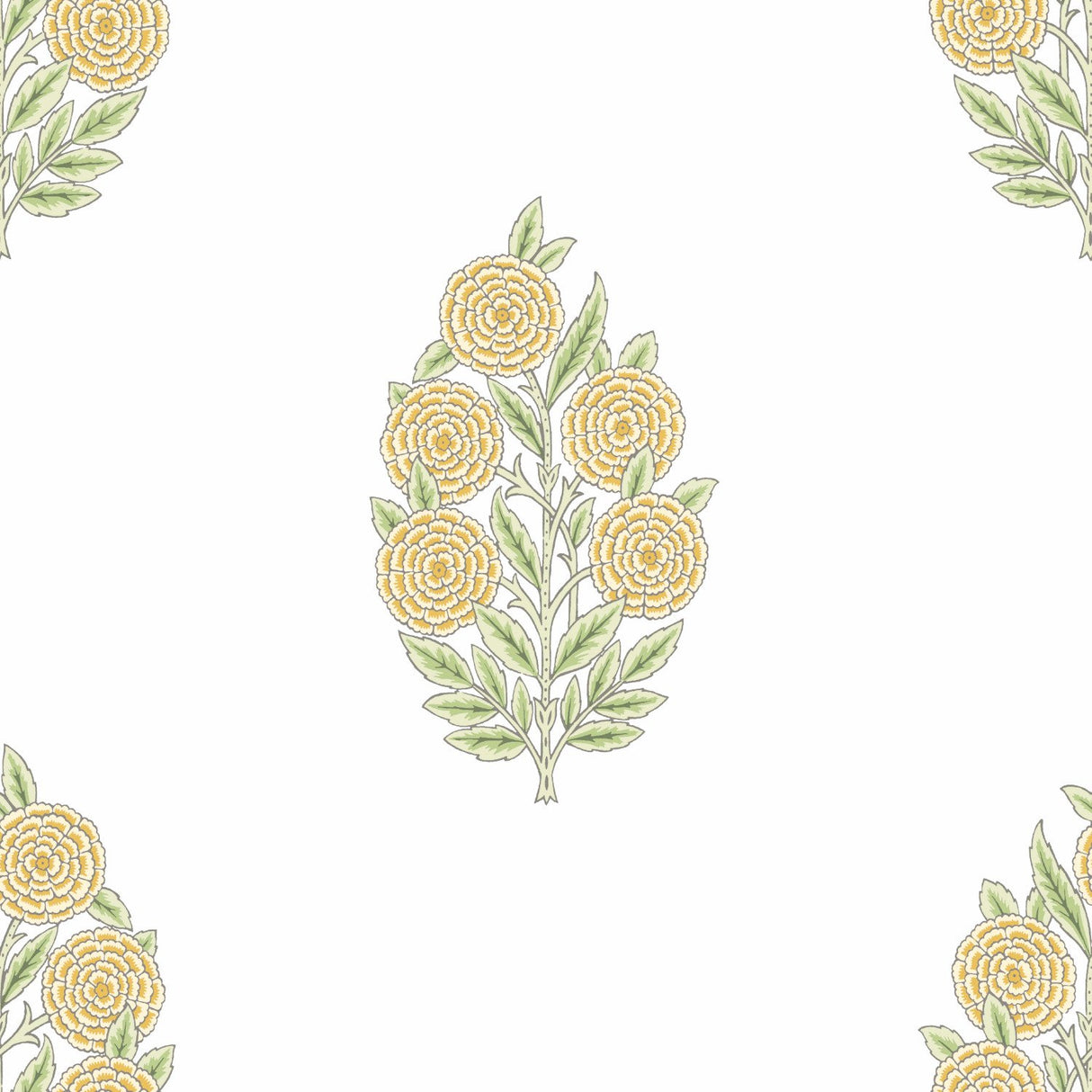 Dutch Floral Yellow Peel & Stick Wallpaper with Modern Botanical Flowers Pattern - York RMK12518RL
