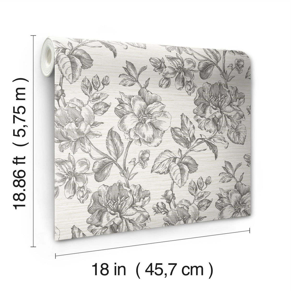 Flower Girl Charcoal Peel & Stick Wallpaper with Modern Botanical Flowers Pattern - York RMK12519RL