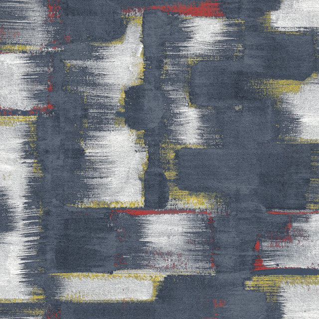 Modern Ikat Navy Peel & Stick Wallpaper with Abstract Ikat Pattern, Modern Style - York RMK12526RL