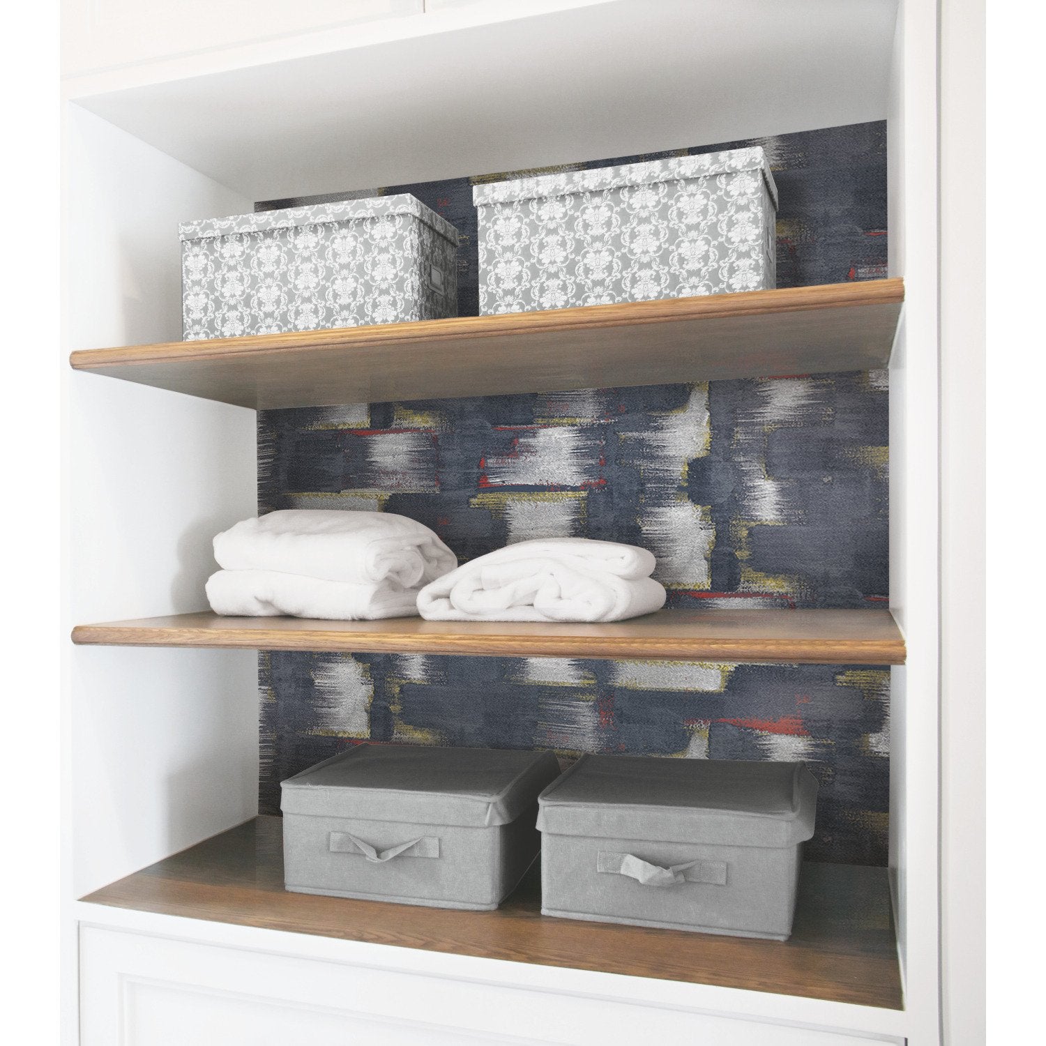 Modern Ikat Navy Peel & Stick Wallpaper with Abstract Ikat Pattern, Modern Style - York RMK12526RL