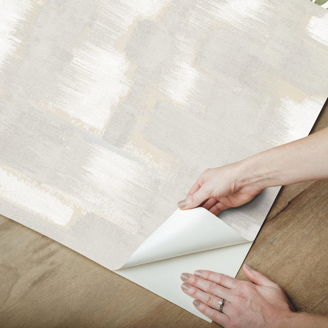 Modern Ikat Grey Peel & Stick Wallpaper with Abstract Ikat Pattern, Modern Style - York RMK12527RL