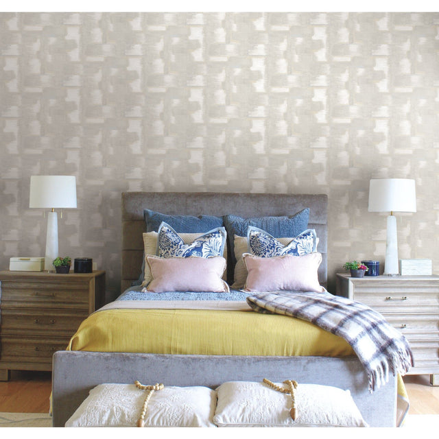 Modern Ikat Grey Peel & Stick Wallpaper with Abstract Ikat Pattern, Modern Style - York RMK12527RL