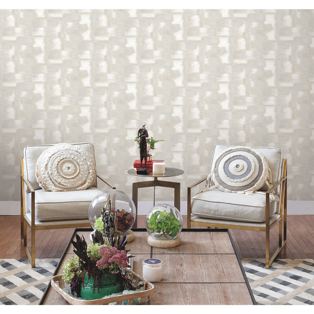 Modern Ikat Grey Peel & Stick Wallpaper with Abstract Ikat Pattern, Modern Style - York RMK12527RL