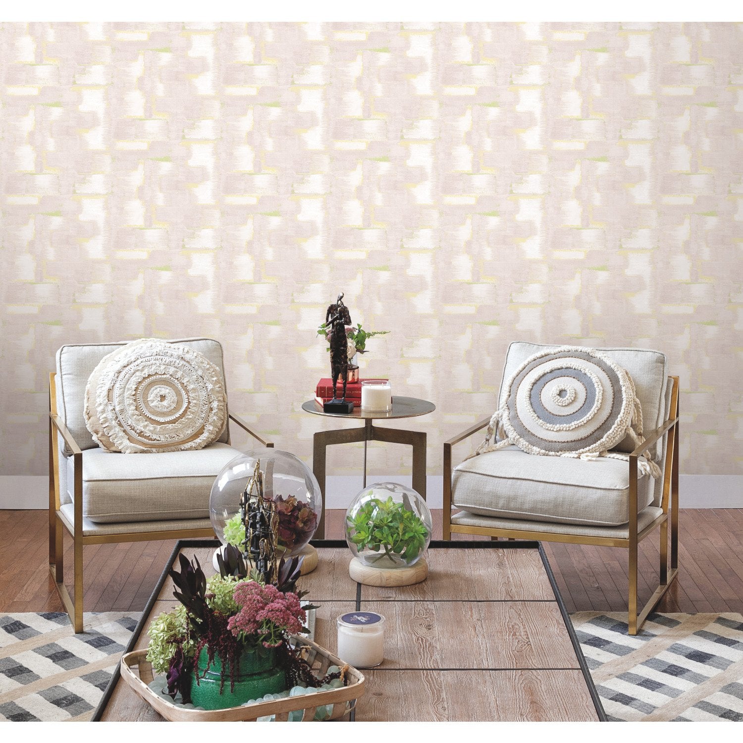 Modern Ikat Blush Peel & Stick Wallpaper with Abstract Ikat Pattern and Modern Style - York RMK12528RL