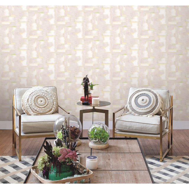 Modern Ikat Blush Peel & Stick Wallpaper with Abstract Ikat Pattern and Modern Style - York RMK12528RL