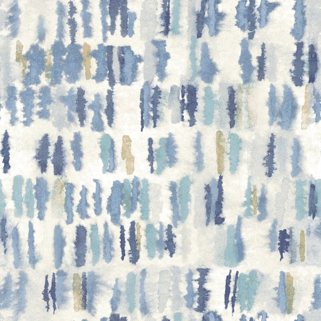 Watercolor Fountain Blue Peel & Stick Wallpaper with Whimsical Abstract Geometrics - York RMK12533RL SAMPLE