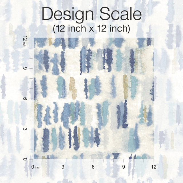 Watercolor Fountain Blue Peel & Stick Wallpaper with Whimsical Abstract Geometrics - York RMK12533RL SAMPLE