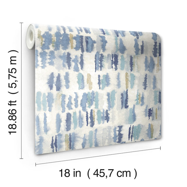 Watercolor Fountain Blue Peel & Stick Wallpaper with Whimsical Abstract Geometrics - York RMK12533RL SAMPLE