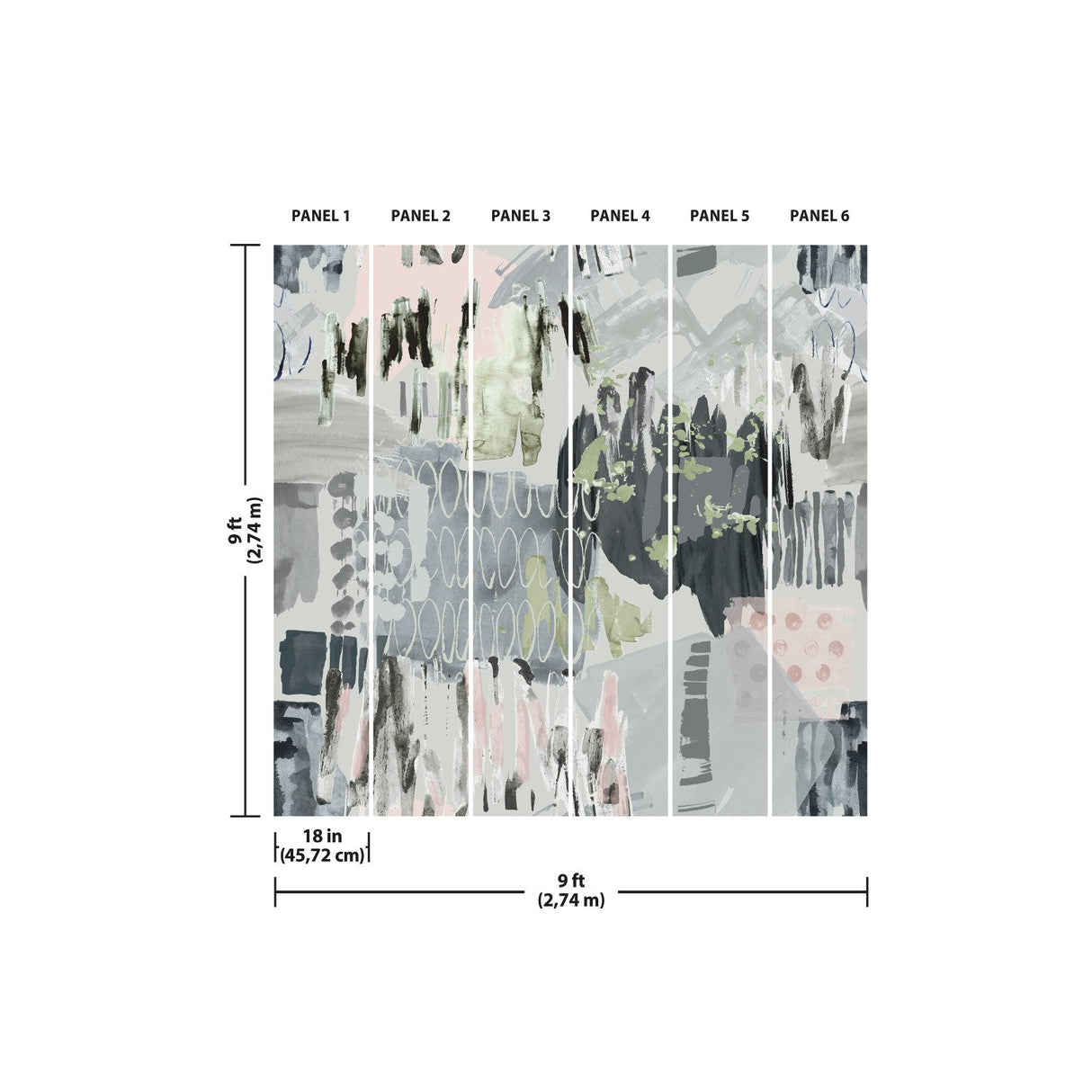 Abstraction Grey Charcoal Peel & Stick Wall Mural